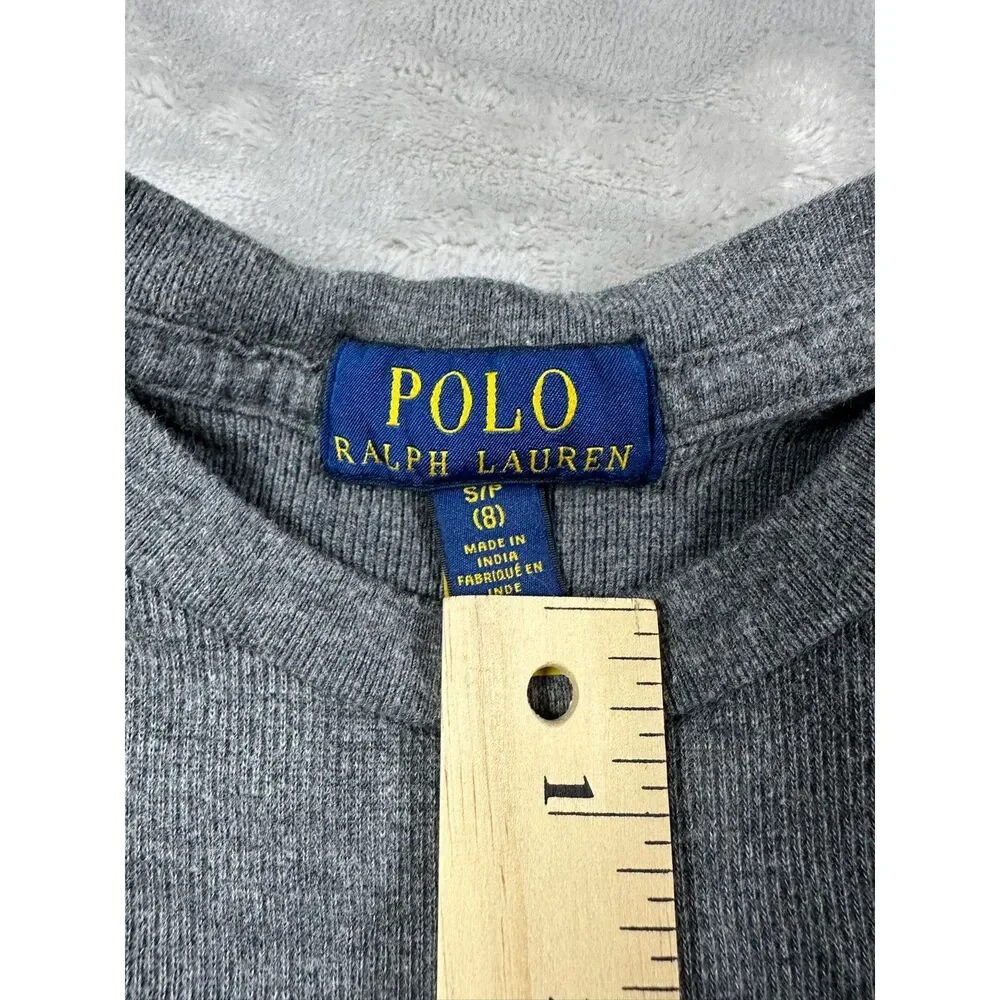 Polo‎ Ralph Lauren Boys Waffle Knit Gray Long Sleeve Sweater (S/8)